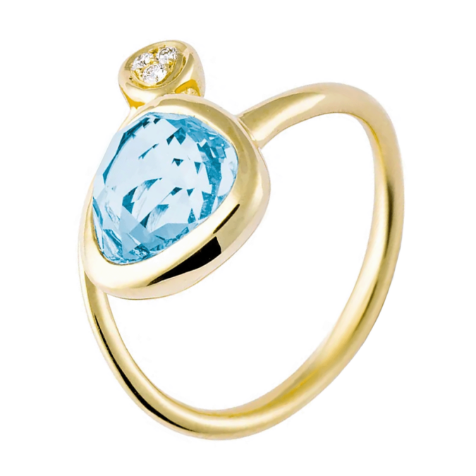 Gouden Blauwe Topaas Ring