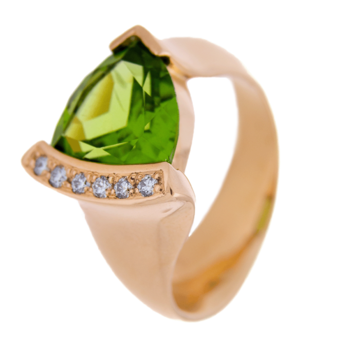 Rose Gouden Ring Triangle Peridot